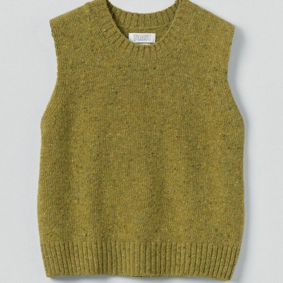 BRAND NEW TOAST Donegal Marino Knitted Tank crew neck pullover XXS lime avocado - Picture 1 of 5